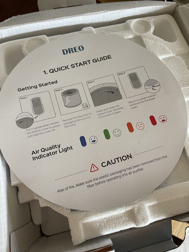 Dreo Air Purifier Set Up