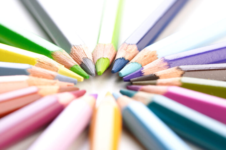 Rainbow colored pencils - close-up