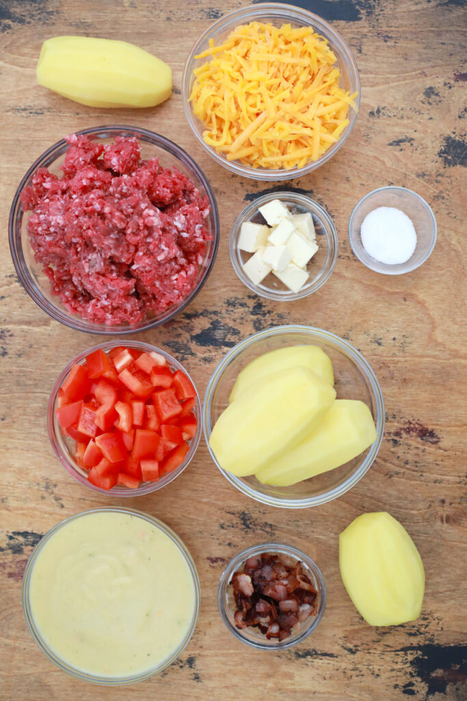 Hamburger and Potato Casserole Ingredients
