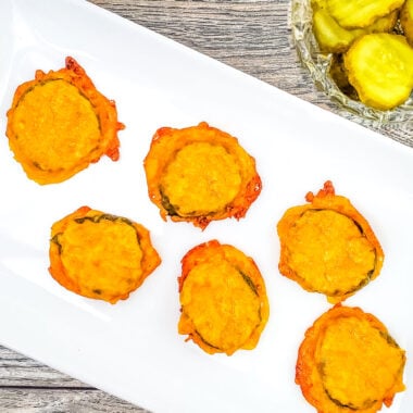 Cheesy Keto Pickle Chips on Plate