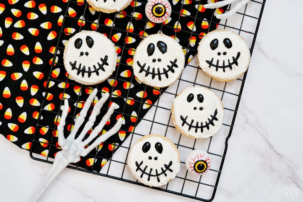 Jack Skellington Cookies on Rack