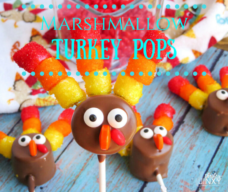 Fun Marshmallow Turkey Pops for Thanksgiving - Thrifty Jinxy