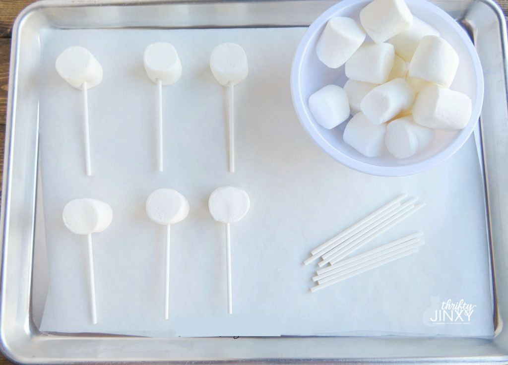 Preparing marshmallows for Turkey Pops