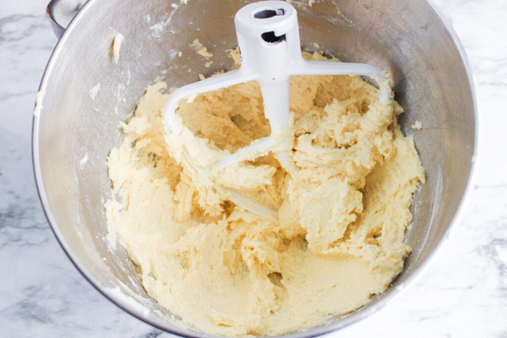 making the cookie dough with a stand mixer 