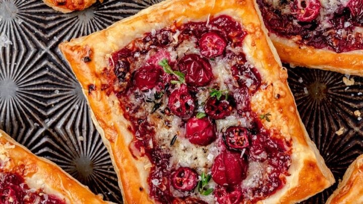 Image for Cranberry Puff Pastry Tarts with Gruyere Recipe