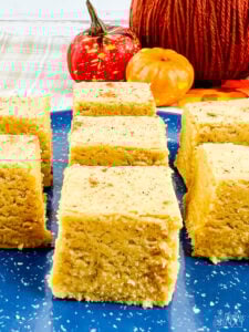 pumpkin fudge on serving plate