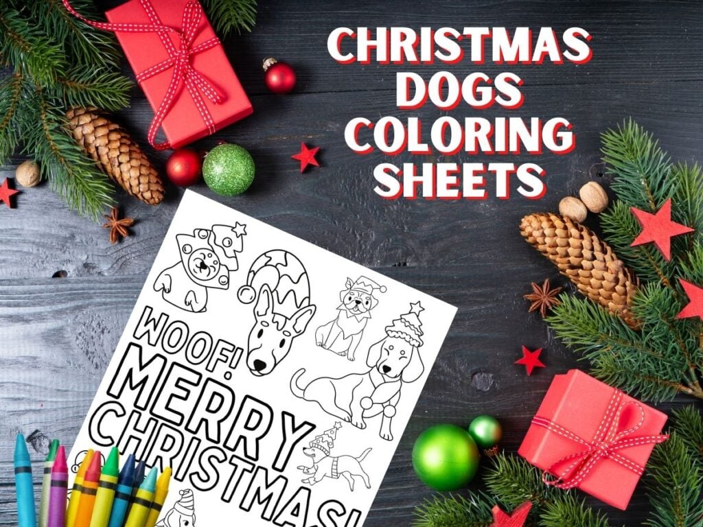 CHRISTMAS DOGS COLORING SHEETS