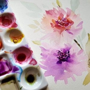 water coloring painting with paint set