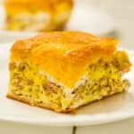 easy breakfast scramble with eggs sausage cream cheese crescent rolls