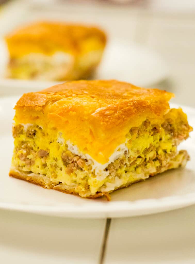 easy breakfast scramble with eggs sausage cream cheese crescent rolls