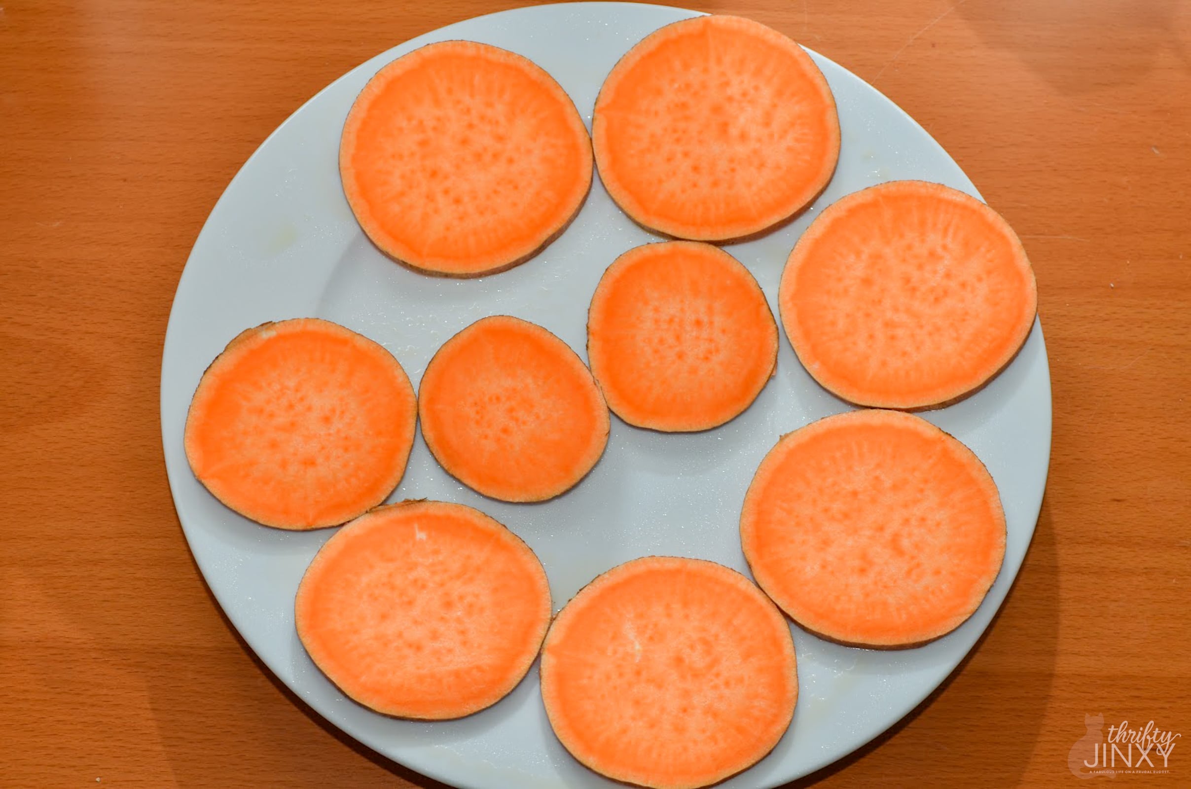 sliced sweet potatoes on plate