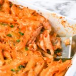 Johnny Marzetti Casserole with Serving Utensil.
