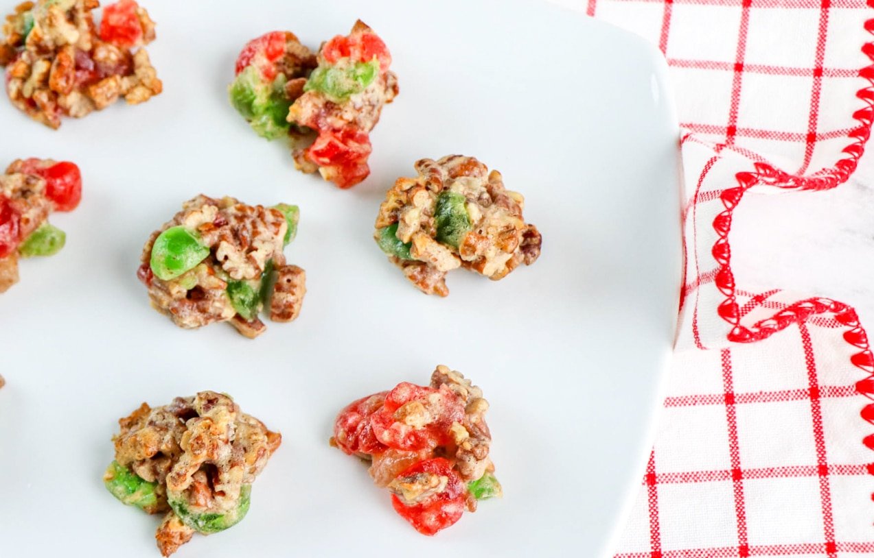 Fruitcake Cookies on white plate.