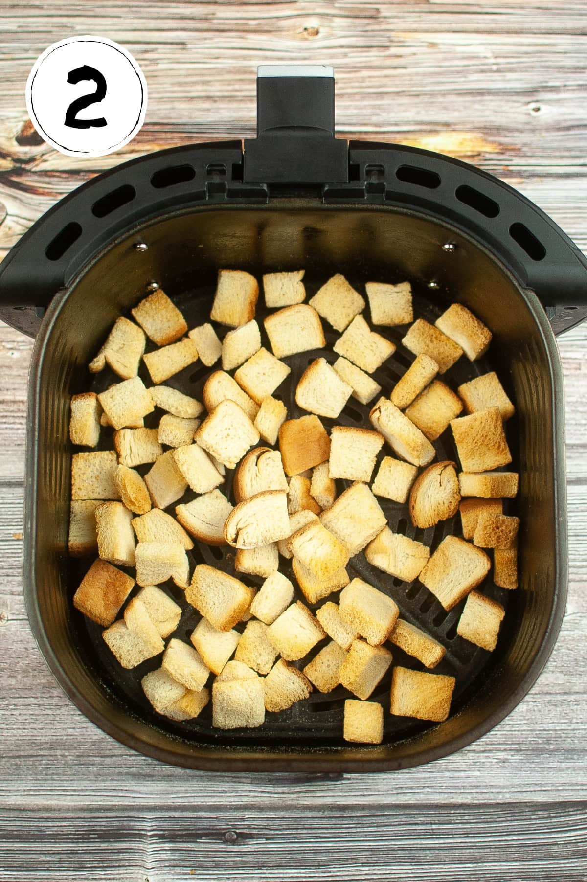Toasting Bread Cubes in Air Fryer.