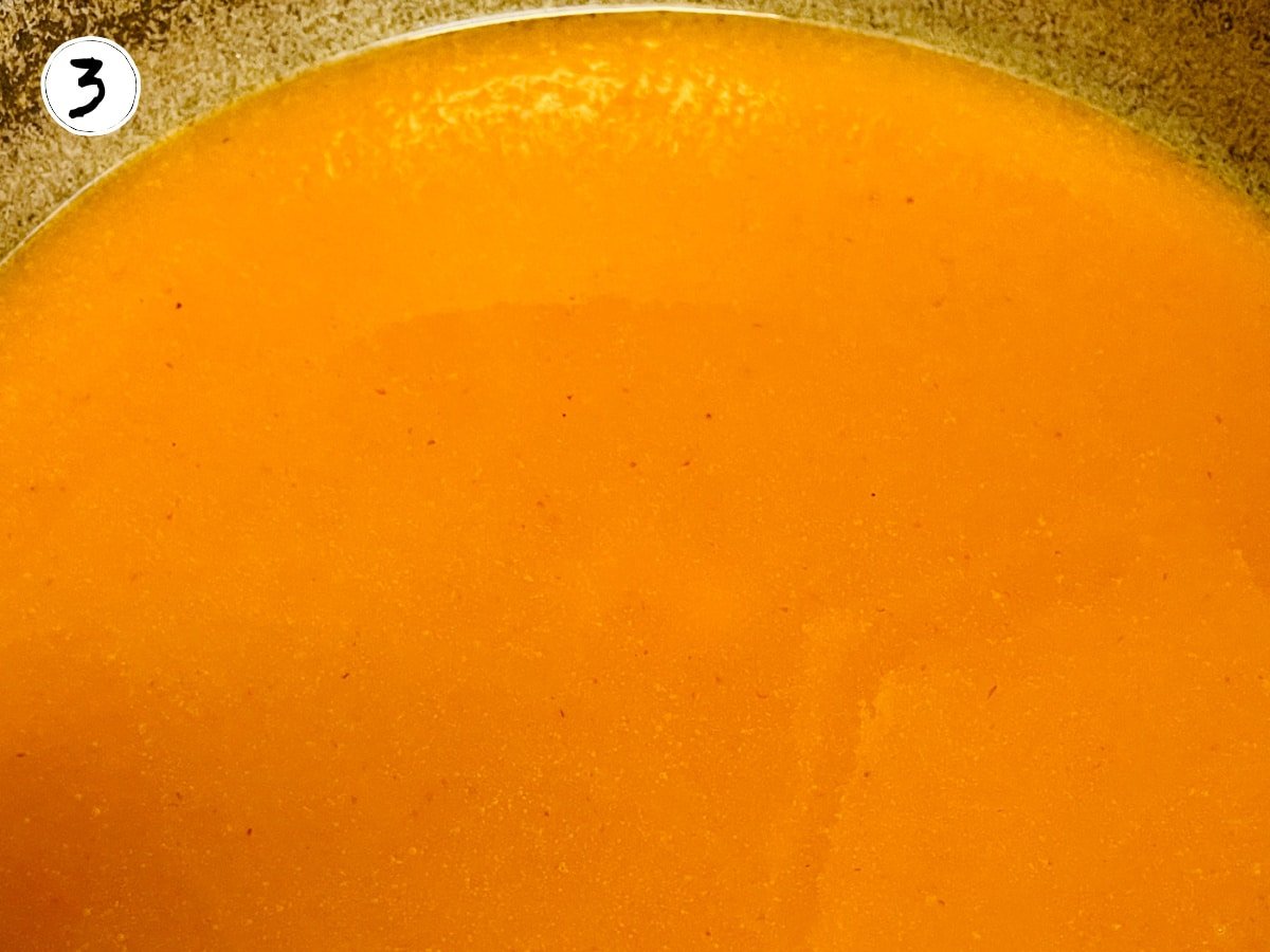 Boiling pumpkin fudge mixture.