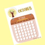 Free October Calendar Printable Page - Thrifty Jinxy