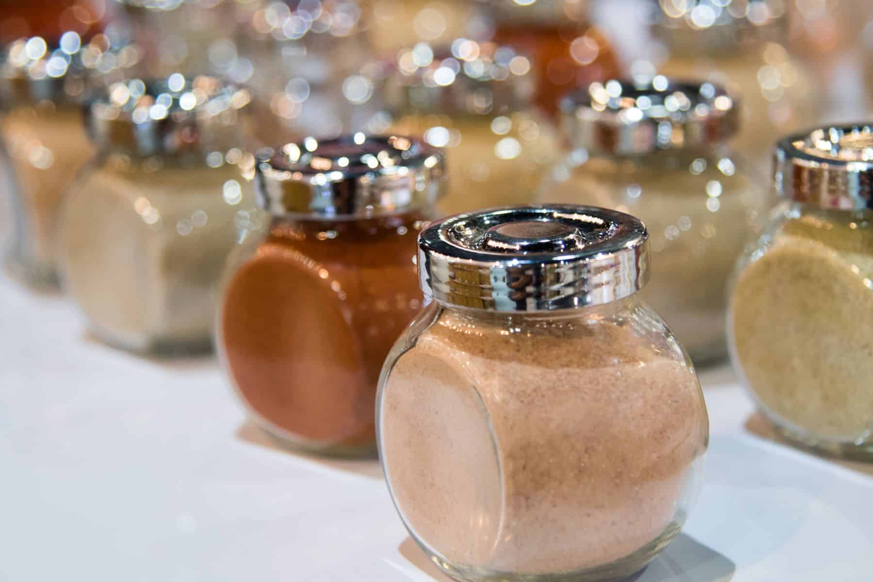 glass spice jars.