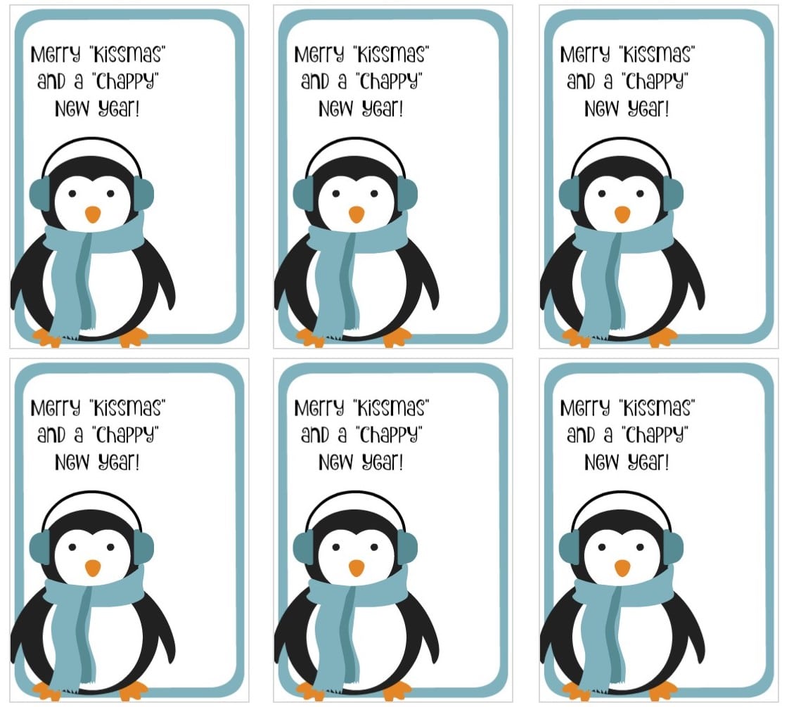 Printable Chapstick cards with penguin design.