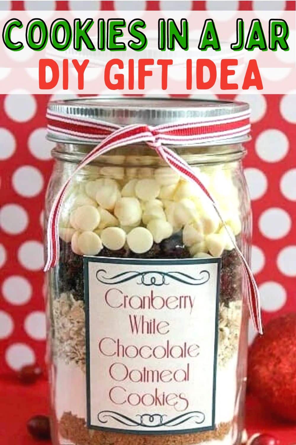 Cranberry oatmeal cookie mix in a jar.