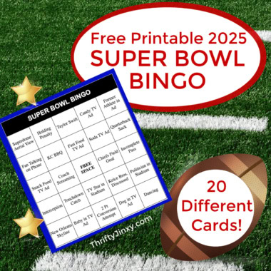 Free Printable 2025 Super Bowl Bingo Cards.