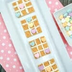 Valentine Tic Tac Toe Treat with Graham Crackers and Conversation Hearts.