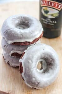 Chocolate Baked Guinness Donuts with Irish Cream Glaze.