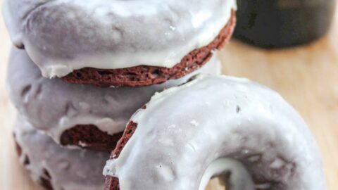 Chocolate Baked Guinness Donuts with Irish Cream Glaze.