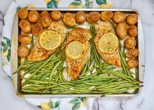 sheet pan lemon pepper chicken.