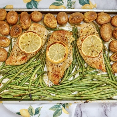 sheet pan lemon pepper chicken.