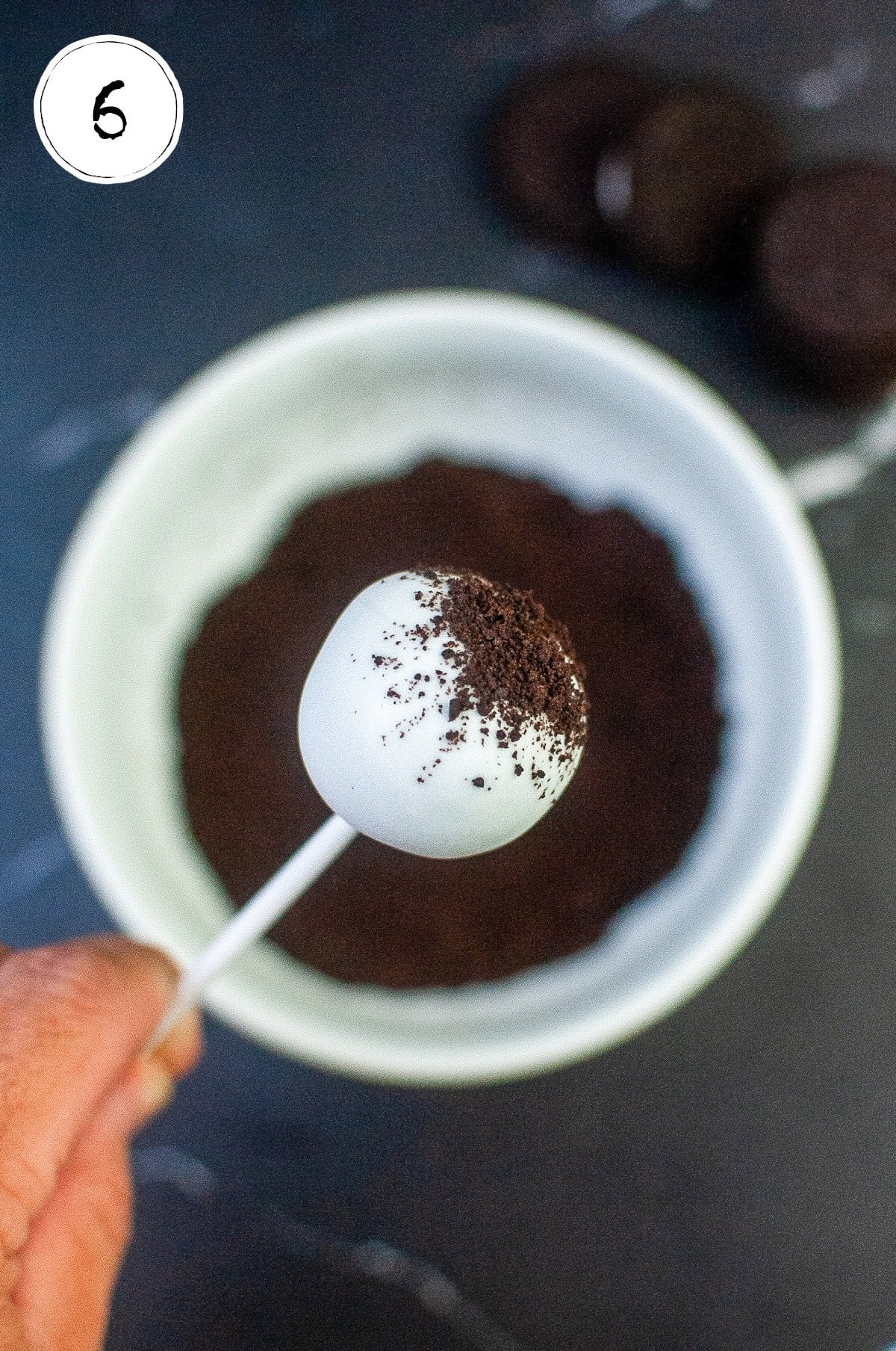 Decorating Copycat Starbucks Cookies n Cream Cake Pops with Crushed Cookies.