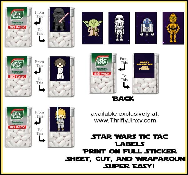 HAPPY VALENTINE JEDI FRIEND Tic Tac Labels