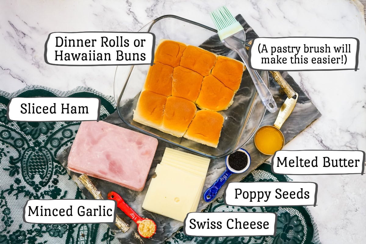Ham and Swiss Sliders Ingredients.