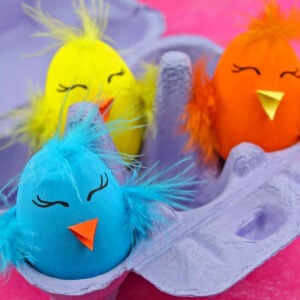 Wood Easter Egg Chicks in Egg Carton.