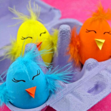Wood Easter Egg Chicks in Egg Carton.