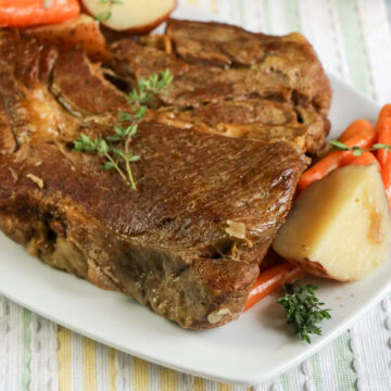Stovetop Pot Roast with potatoes and carrots.