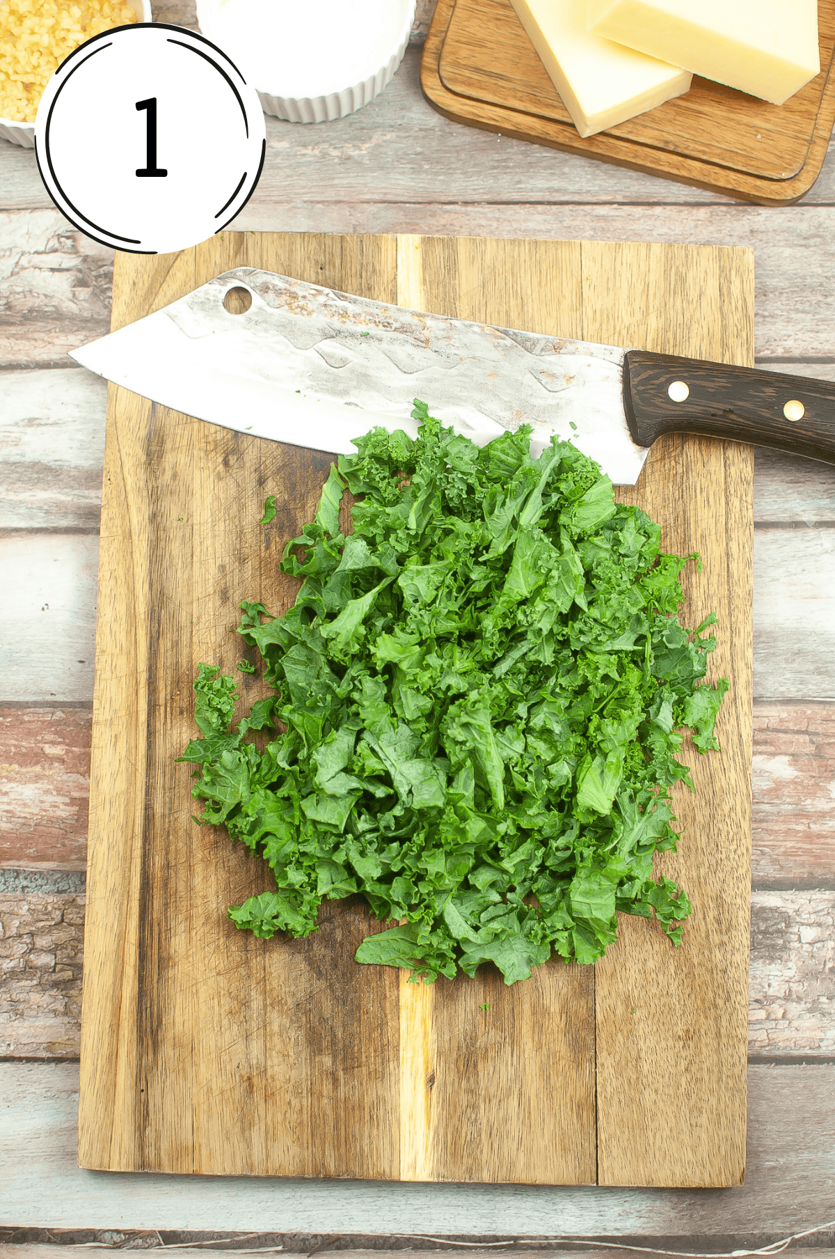 chopping kale
