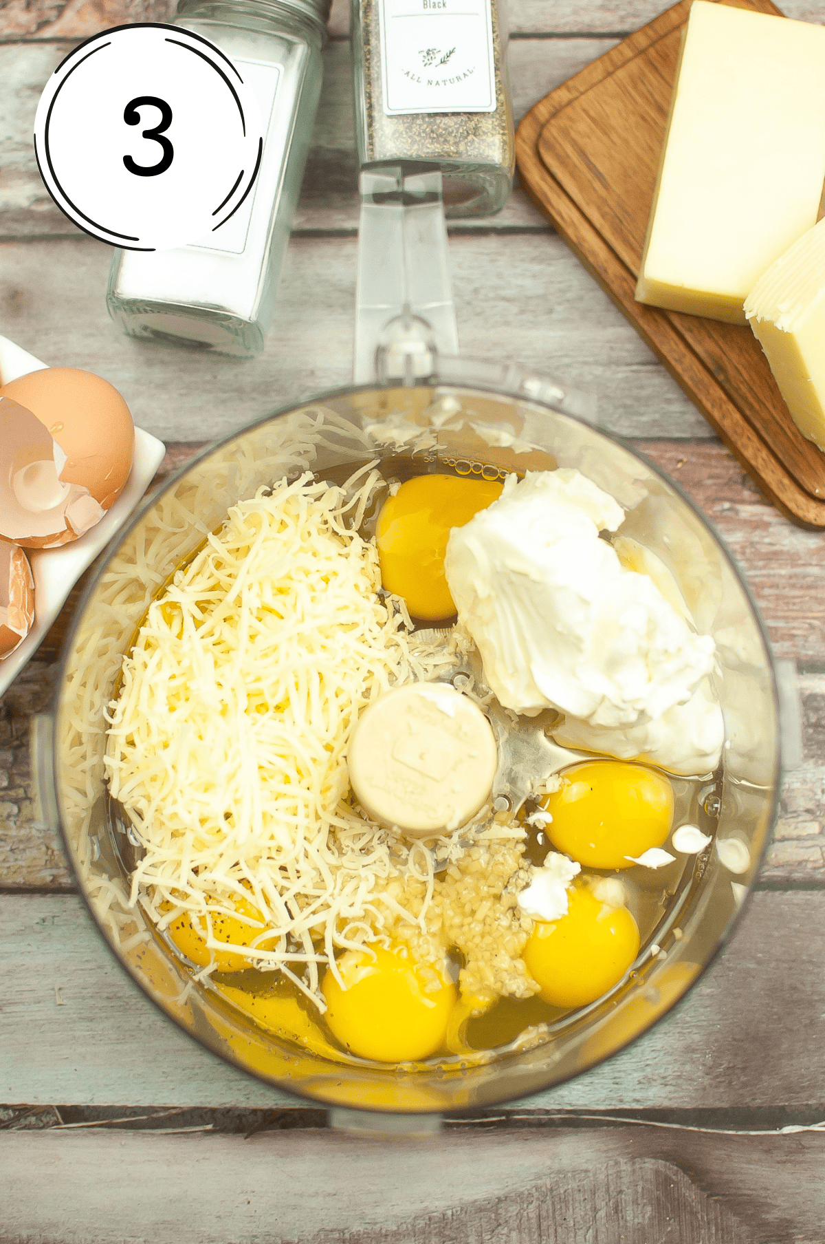 adding all the ingredients of the Copycat Starbucks Kale and Mushroom Egg Bites