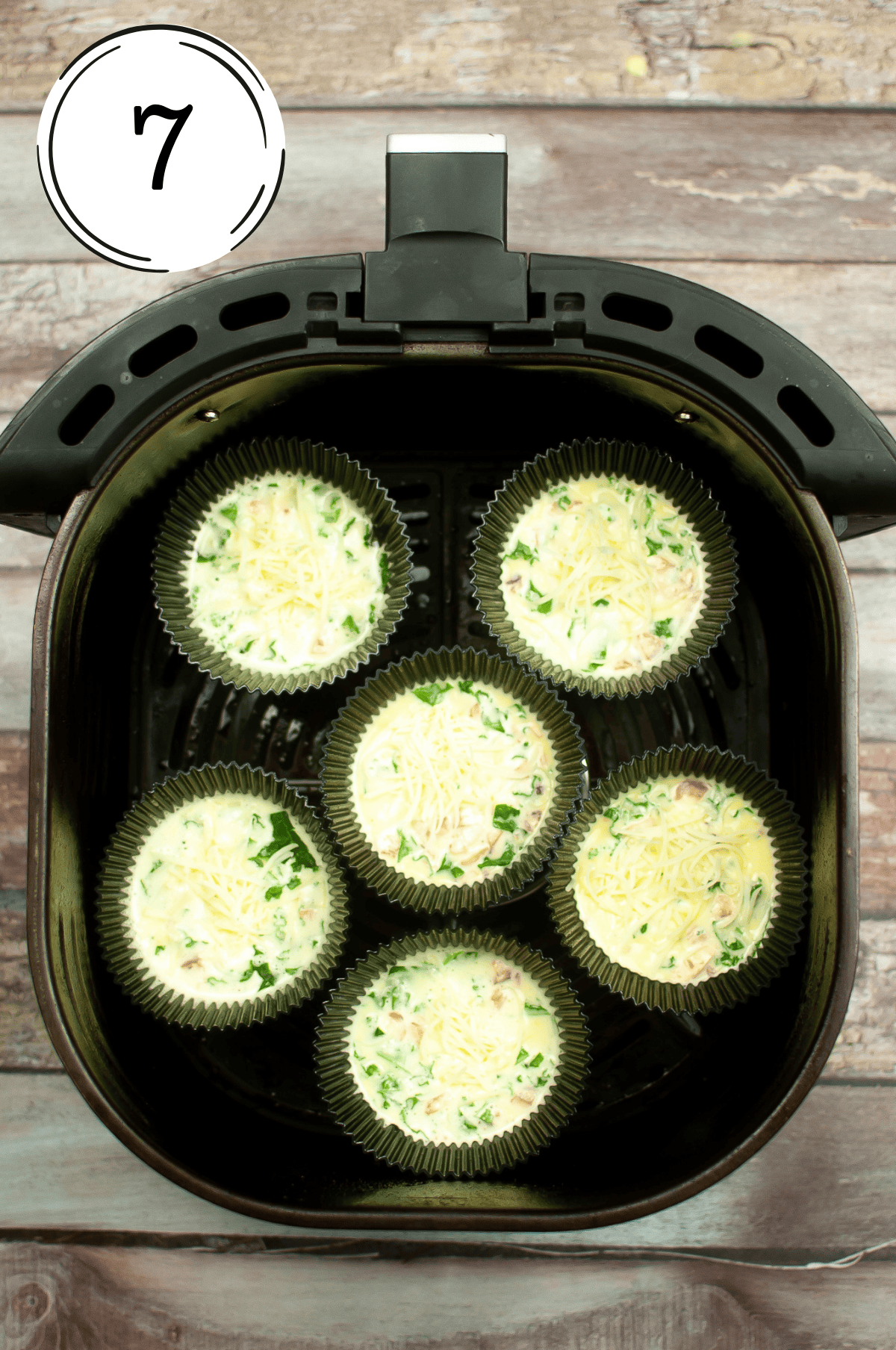 cooking the Copycat Starbucks Kale and Mushroom Egg Bites in the air fryer
