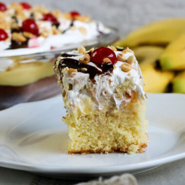Banana Split Poke Cake.