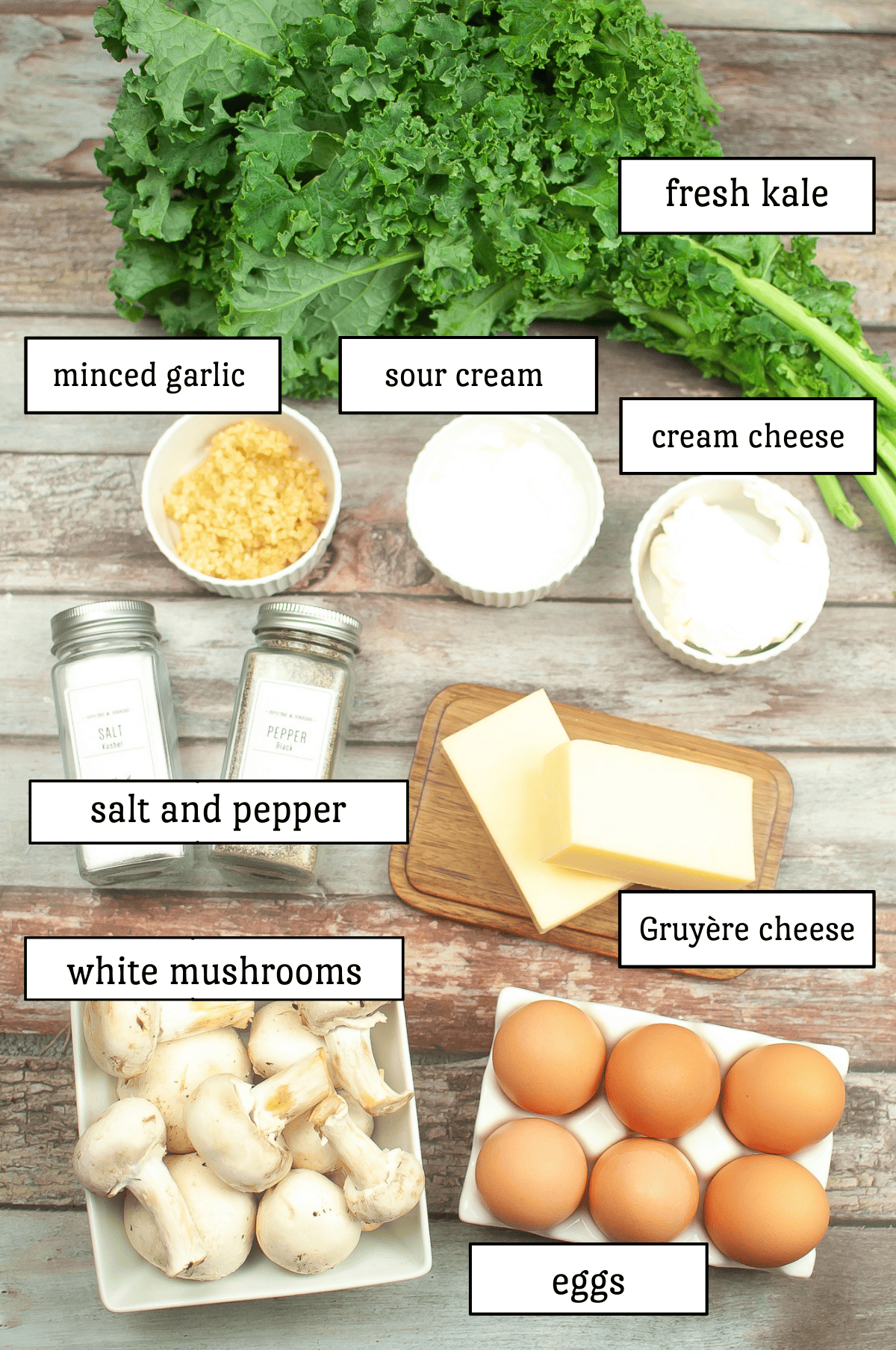 ingredients for the Copycat Starbucks Kale and Mushroom Egg Bites recipe