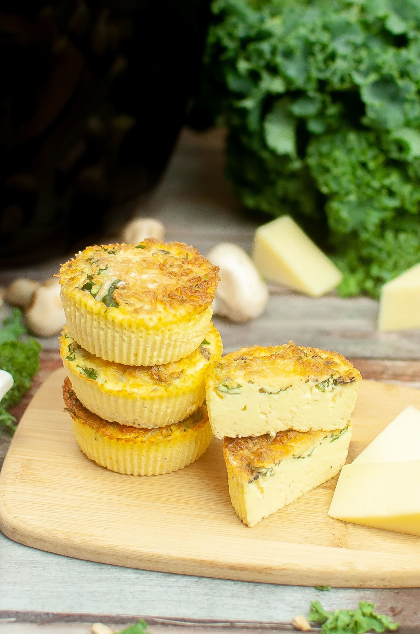 Kale and Mushroom Egg Bite vertical image