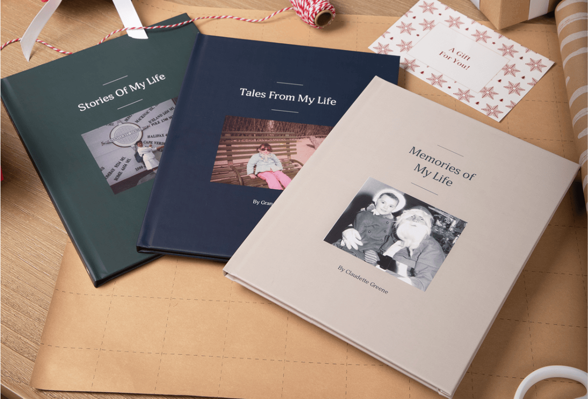 Three memento books on top of the table.