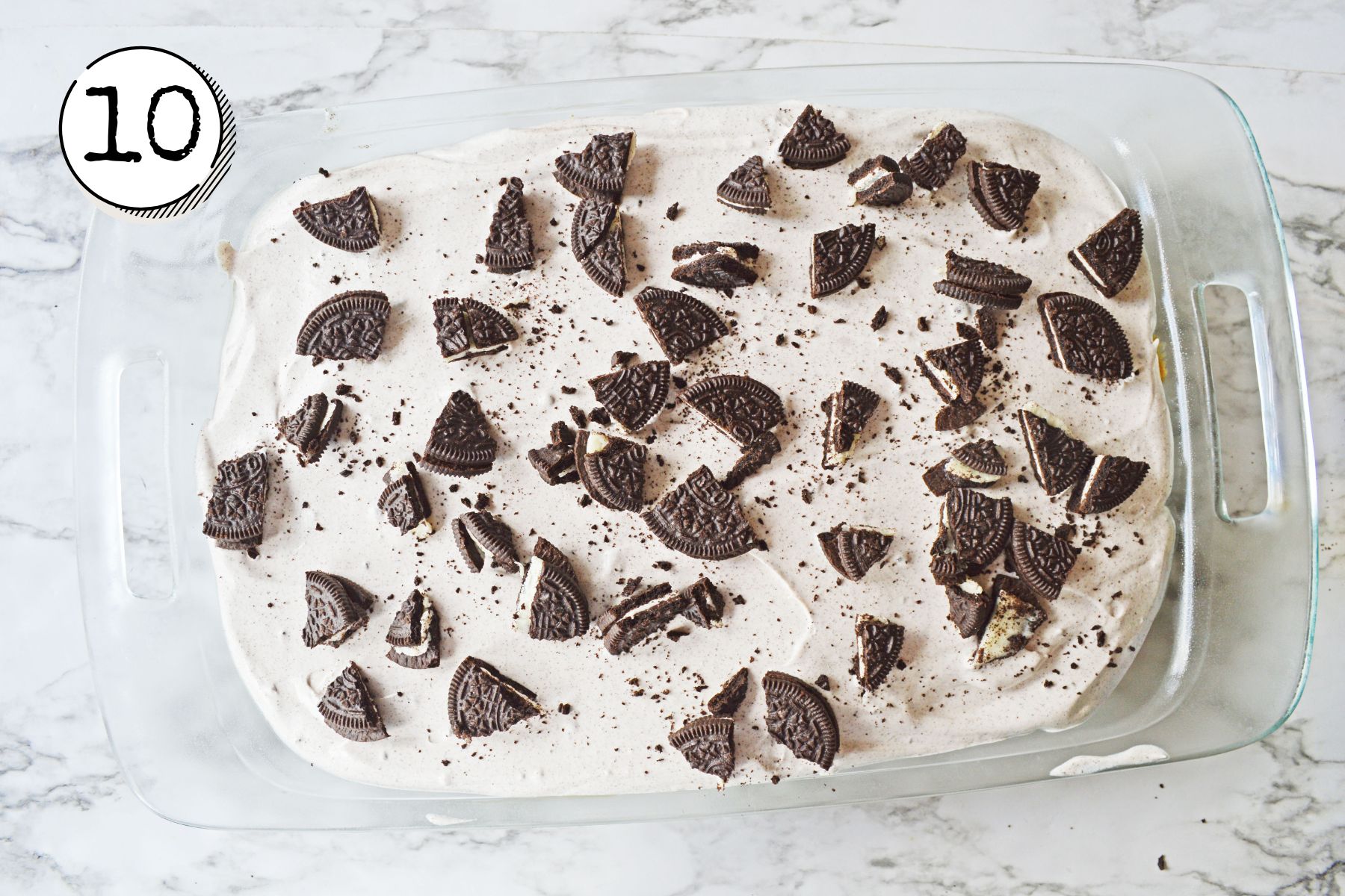Oreo Cookies and Cream Poke Cake recipe process