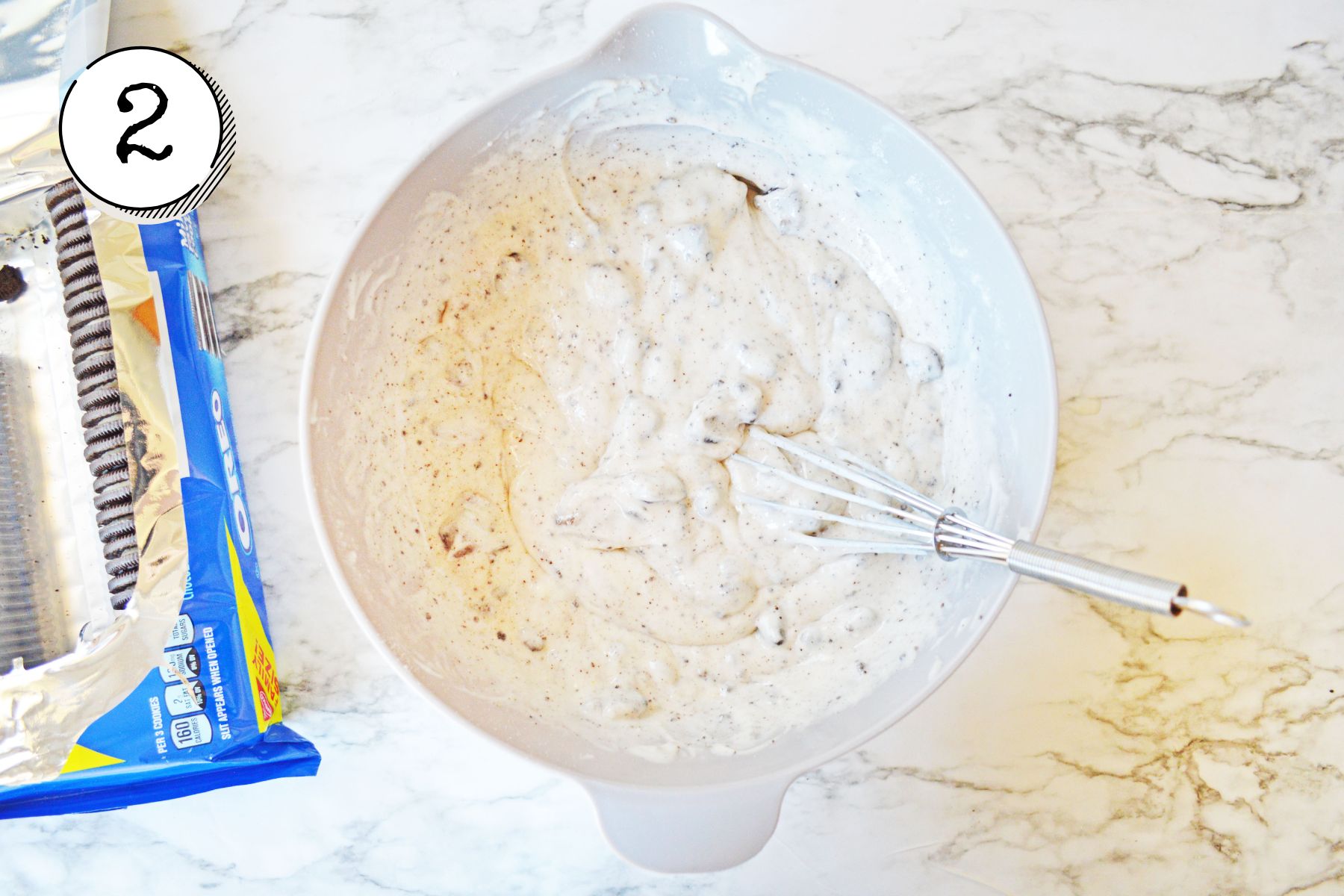 folding in the crushed Oreos.