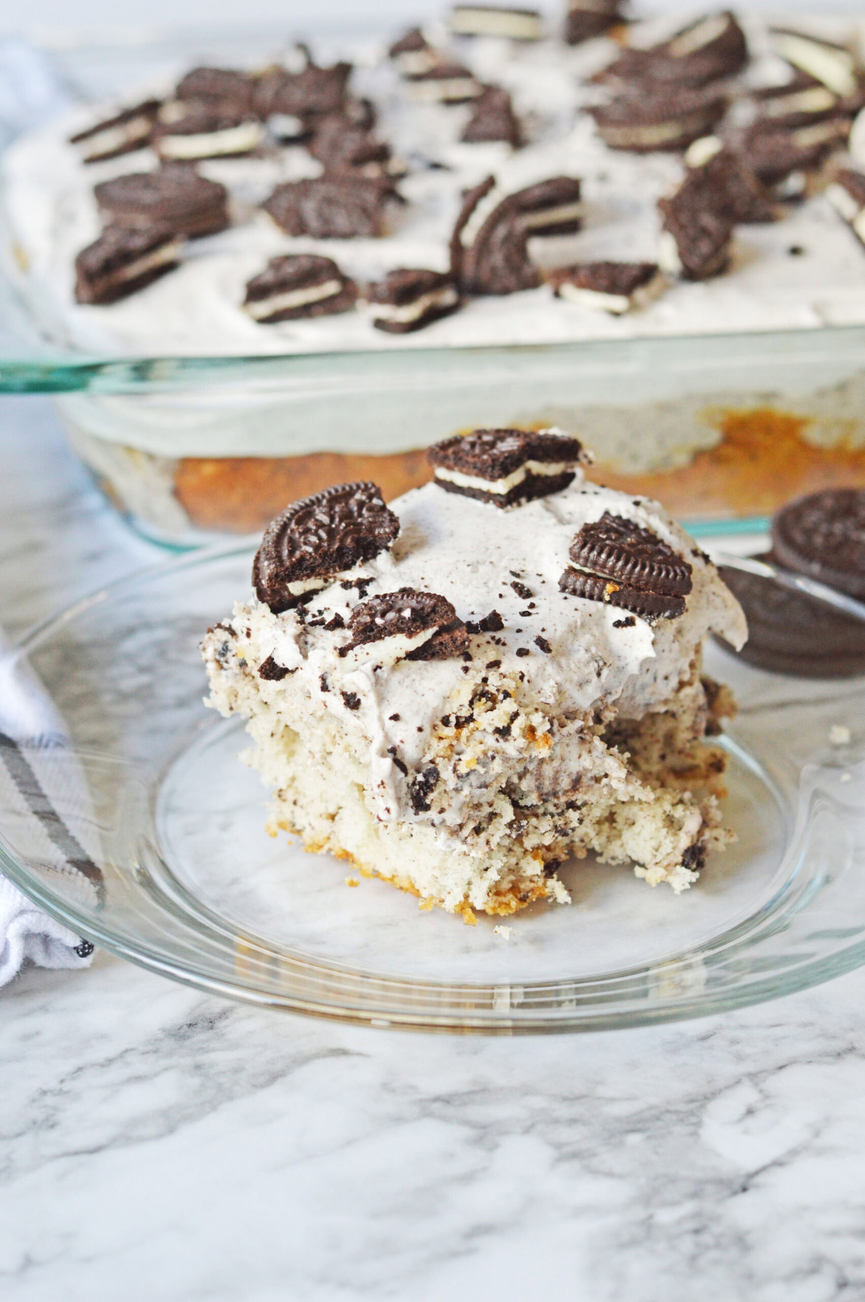 Oreo Cookies and Cream Poke Cake