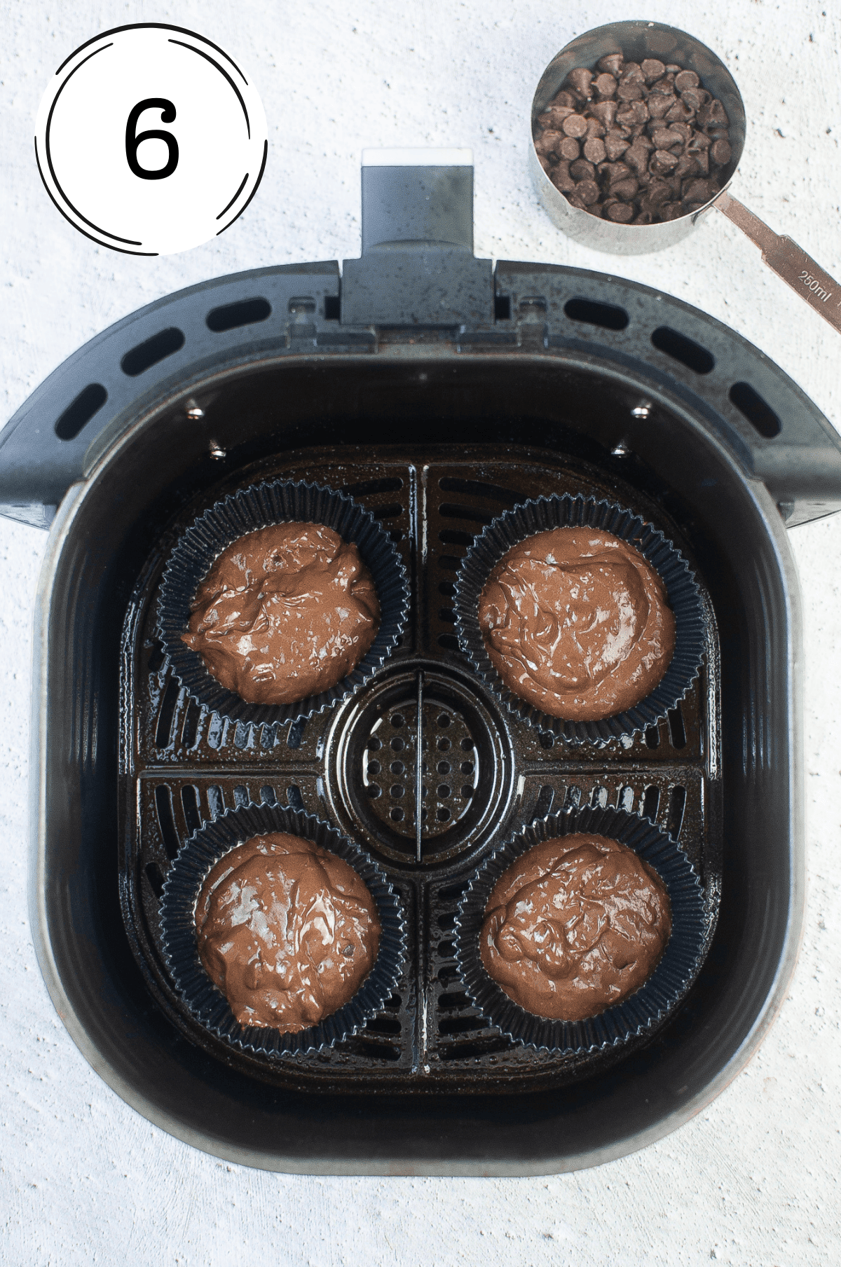 finished product of Air Fryer Double Chocolate Zucchini Muffins 