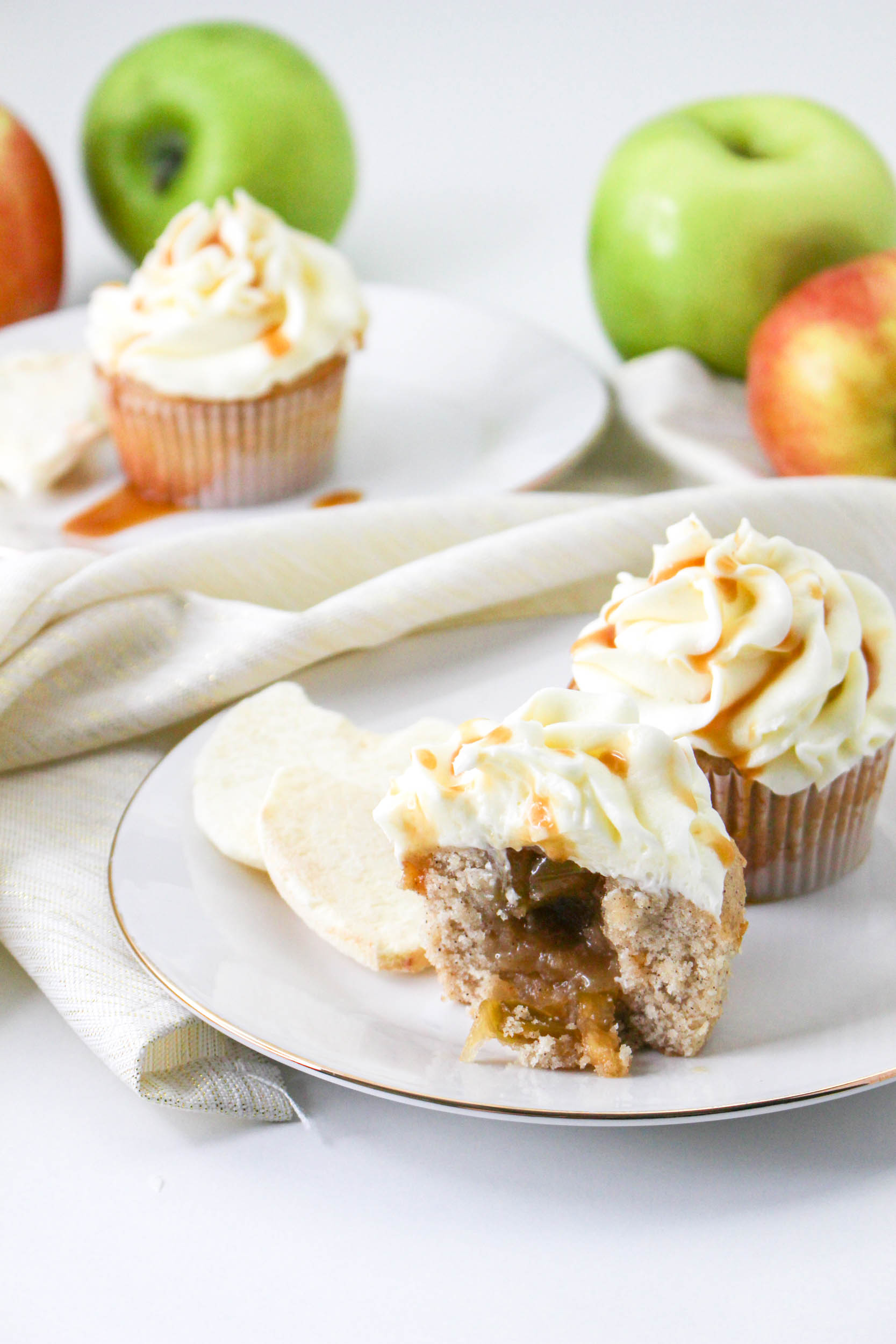 vertical apple Pie Cupcakes image