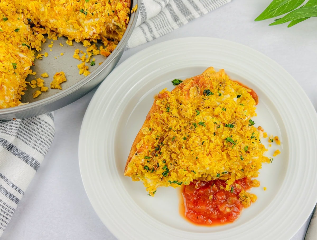 a slice of the pie in a plate