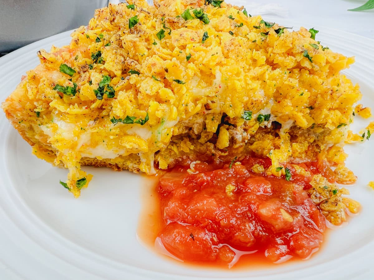 dorito pie with salsa on the side