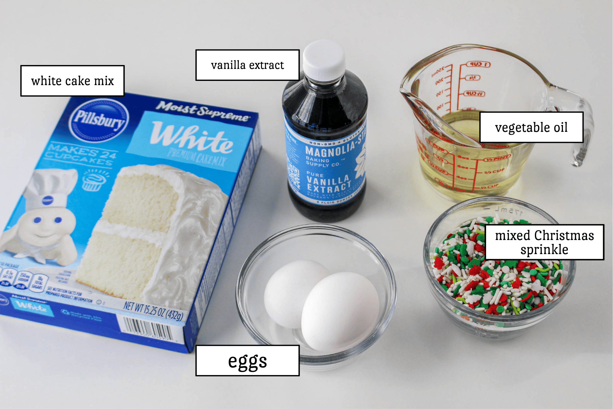 Cake Mix Christmas Cookies ingredients